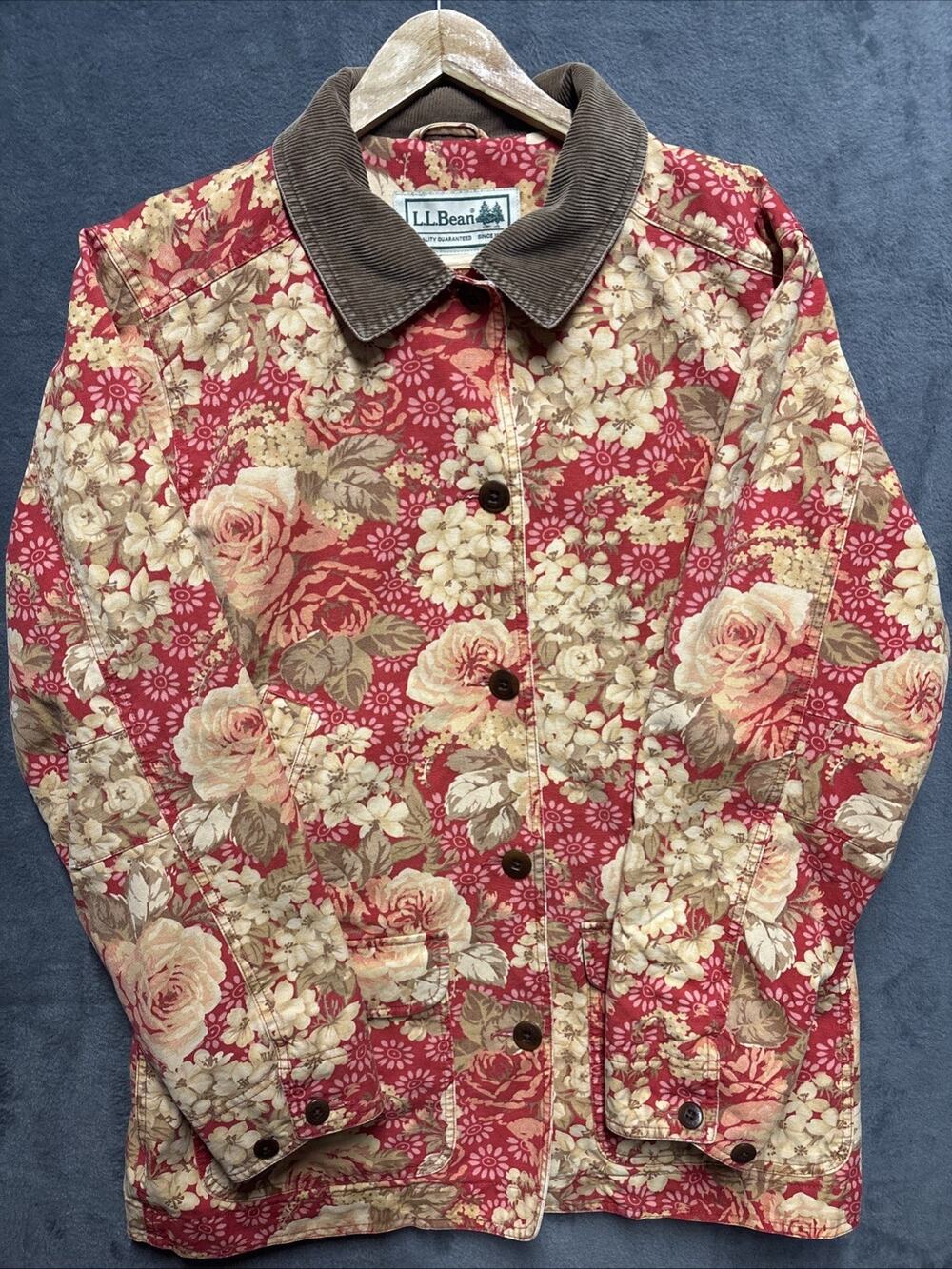 Vintage L.L. Bean Floral Barn Coat Chore Work Jacket Womens Size Large